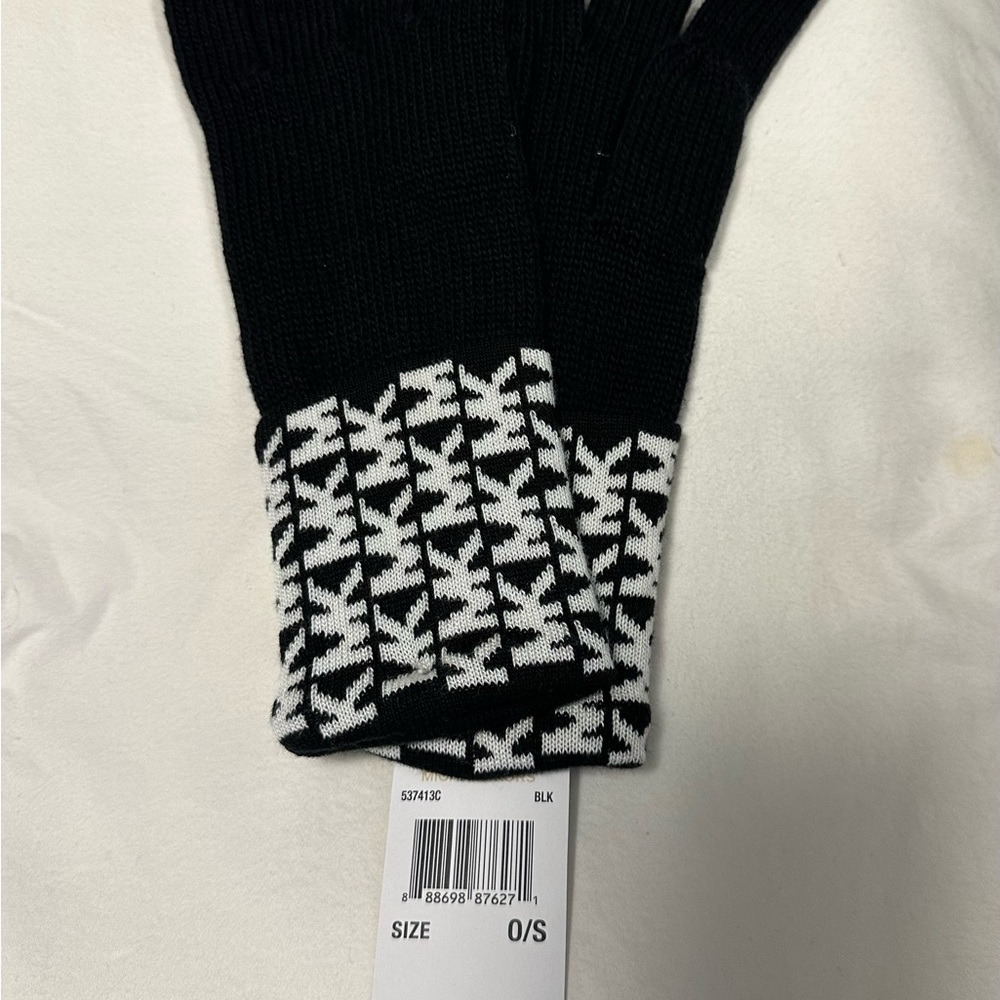 Michael Kors Black and White Patterned Gloves - Picture 3 of 4